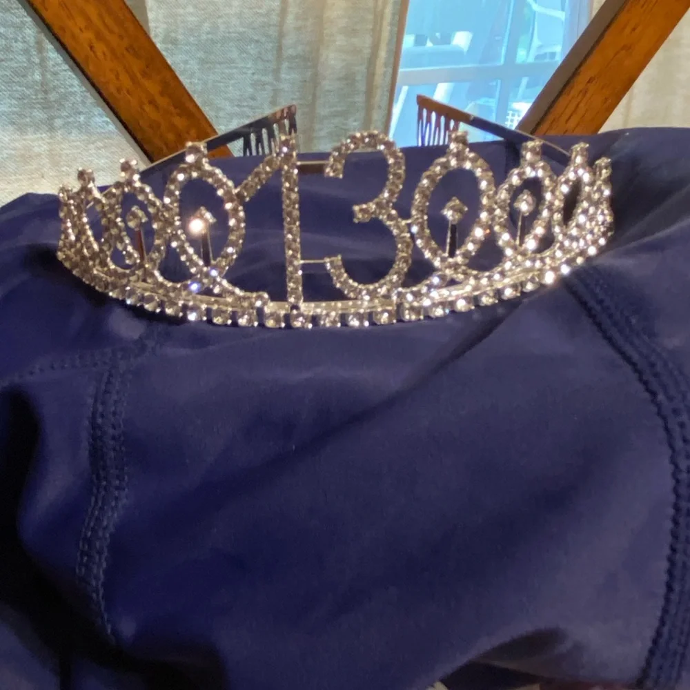13th birthday Tiara.  Silver Crystal tiara with shiny rhinestones.